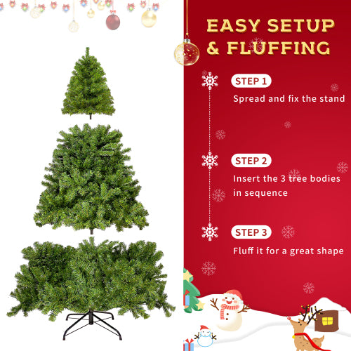 Artificial Fir 7'6" Christmas Tree Holiday Decoration 350 LED Lights