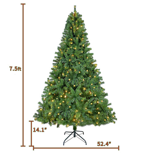 Artificial Fir 7'6" Christmas Tree Holiday Decoration 350 LED Lights