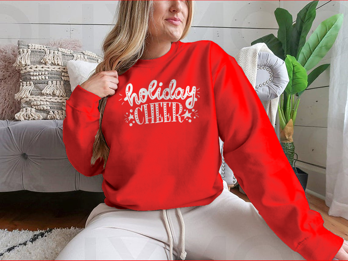 Holiday Cheer' Unique Bright Hand Lettering And Decorative Elements On
